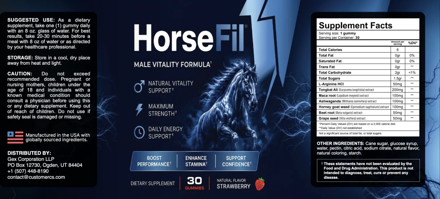 HorseFil supplement facts label